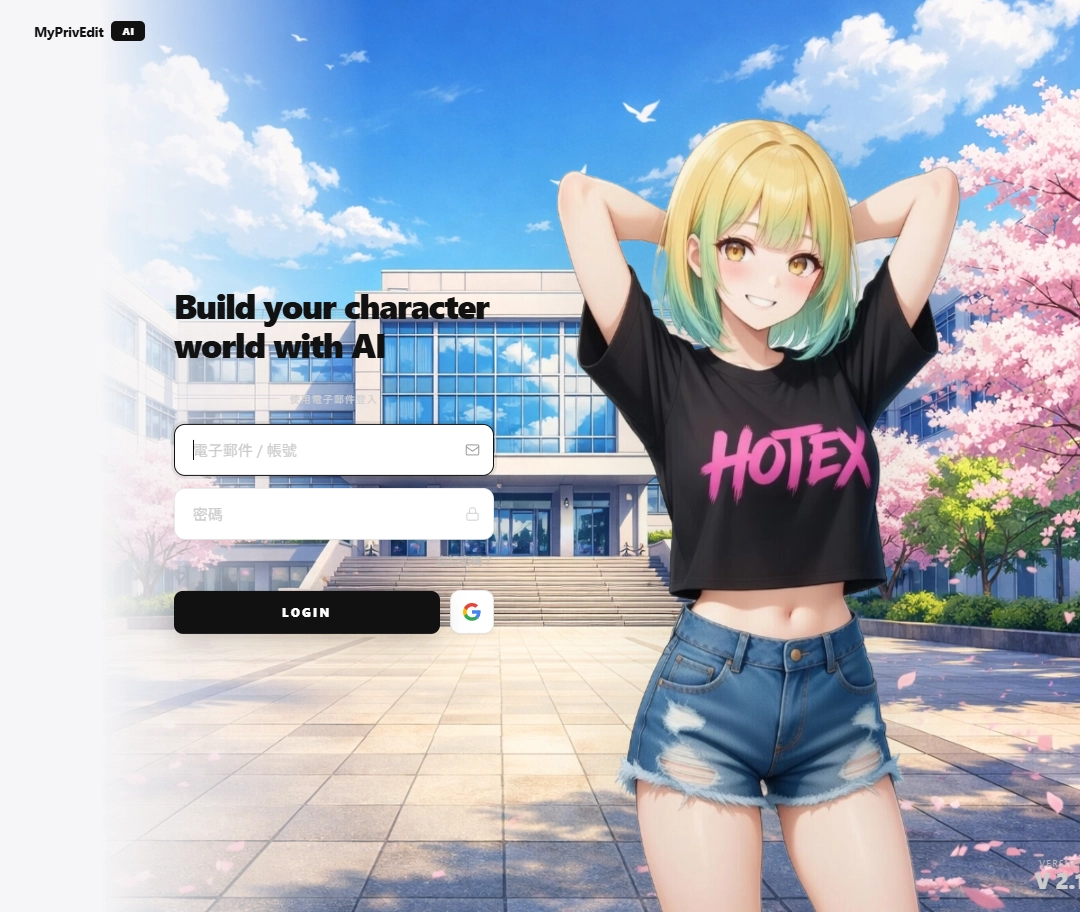 MyPrivEdit AI 登入頁展示